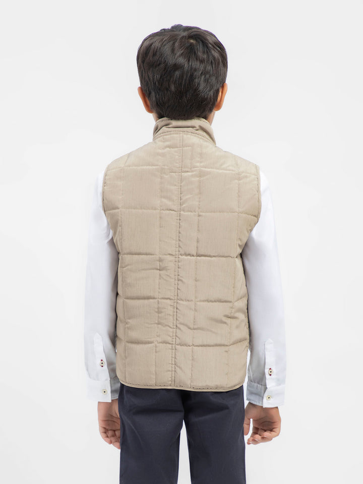 Beige Sleeveless Quilted Casual Gilet Brumano Pakistan