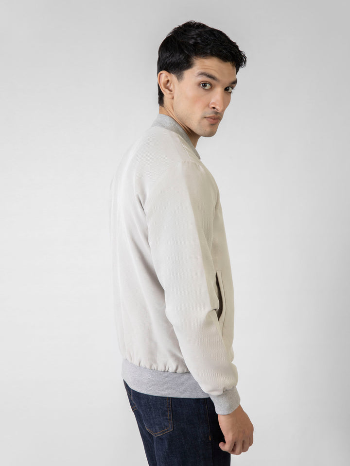Beige Structured Everyday Bomber Jacket