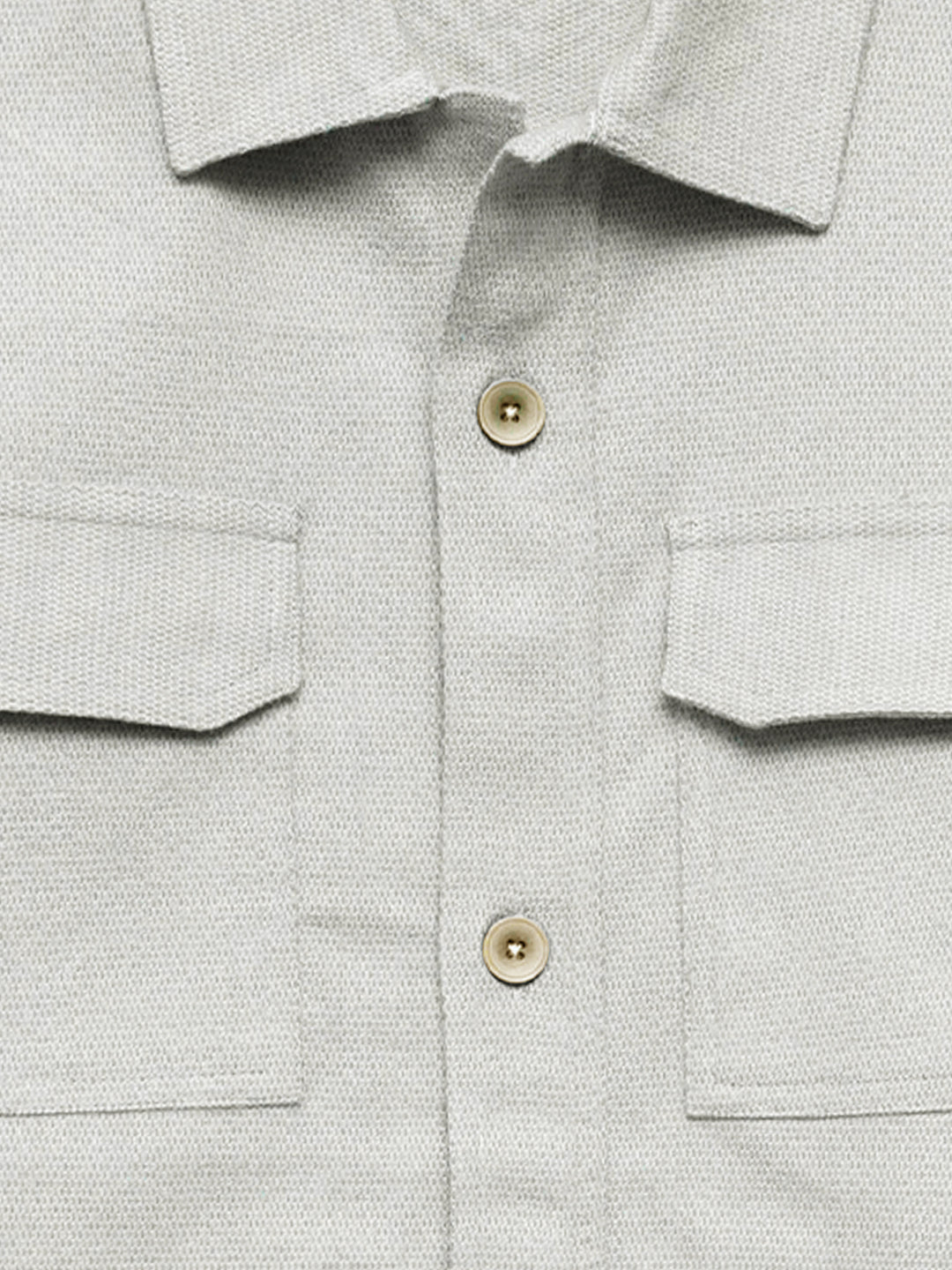 Beige Structured Over-Shirt With Front Flap Pockets