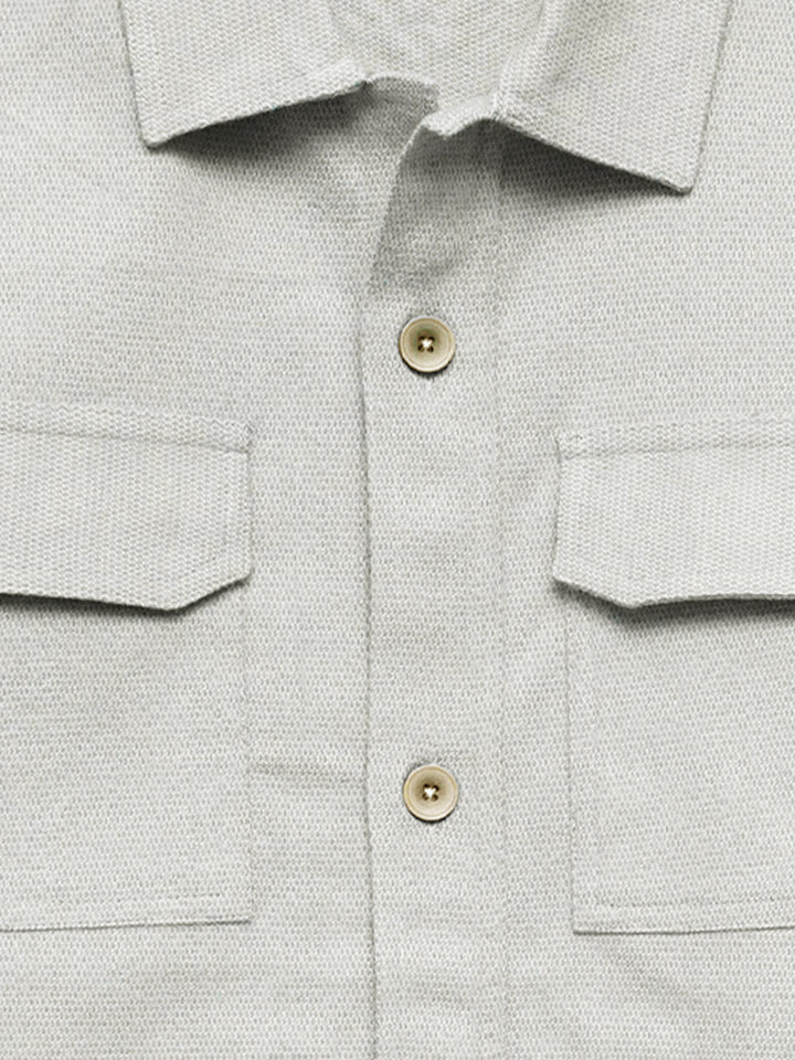 Beige Structured Over-Shirt With Front Flap Pockets