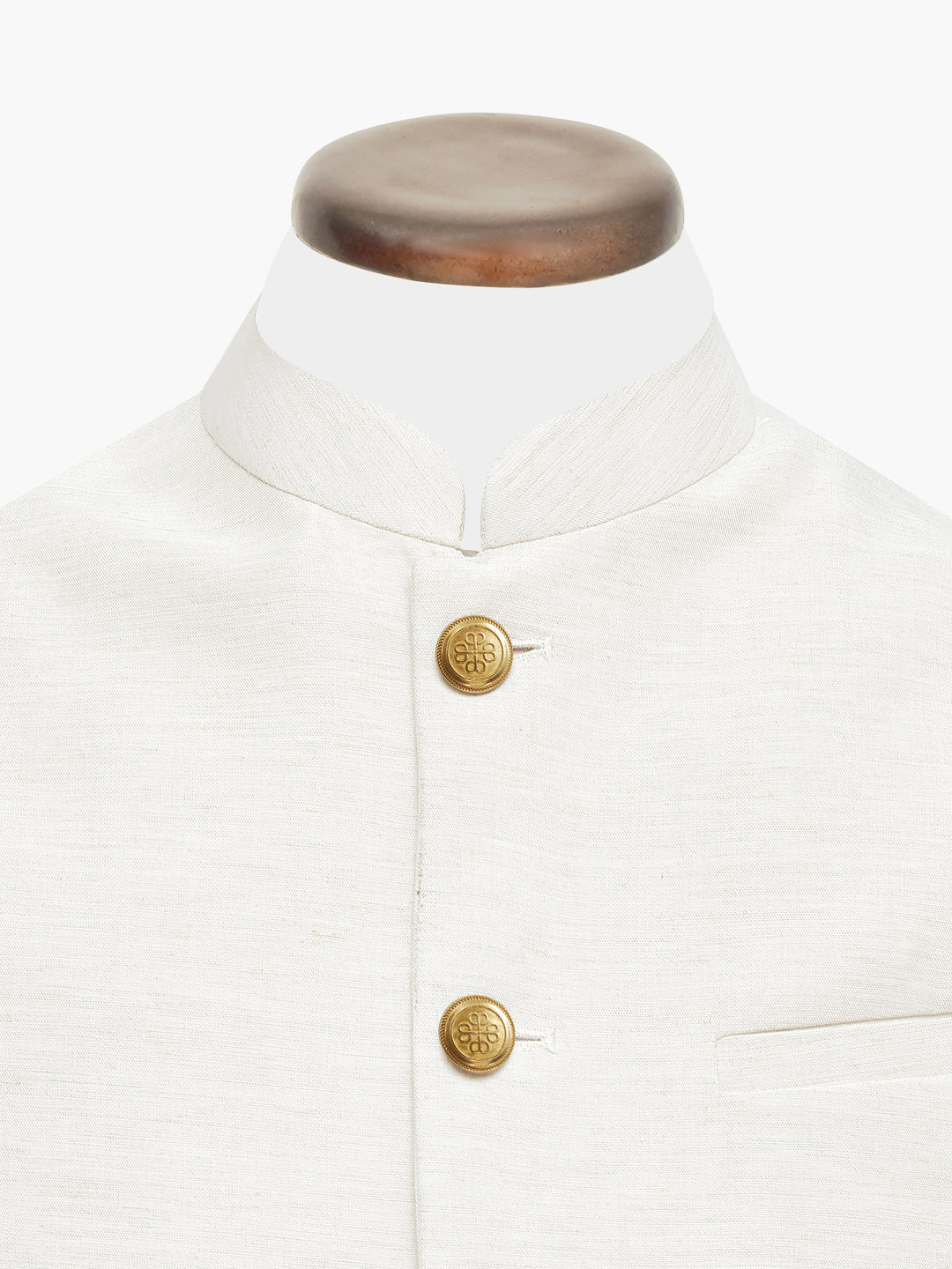 Beige Structured Waistcoat With Golden Buttons - Sartoria