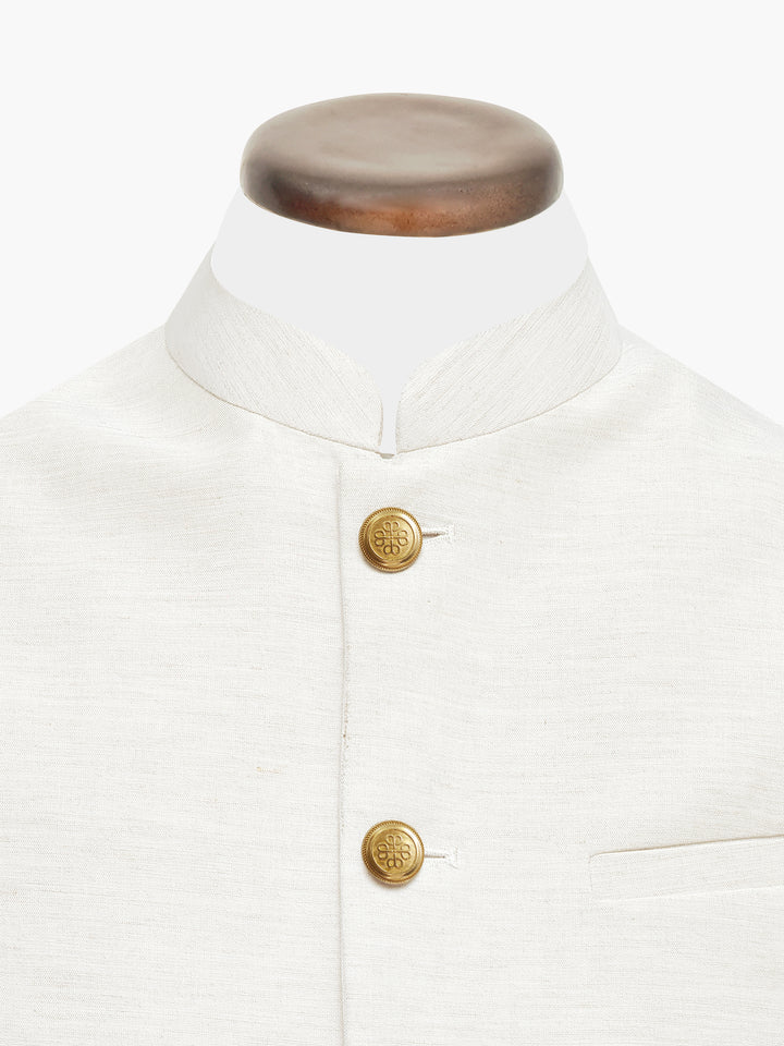 Beige Structured Waistcoat With Golden Buttons - Sartoria