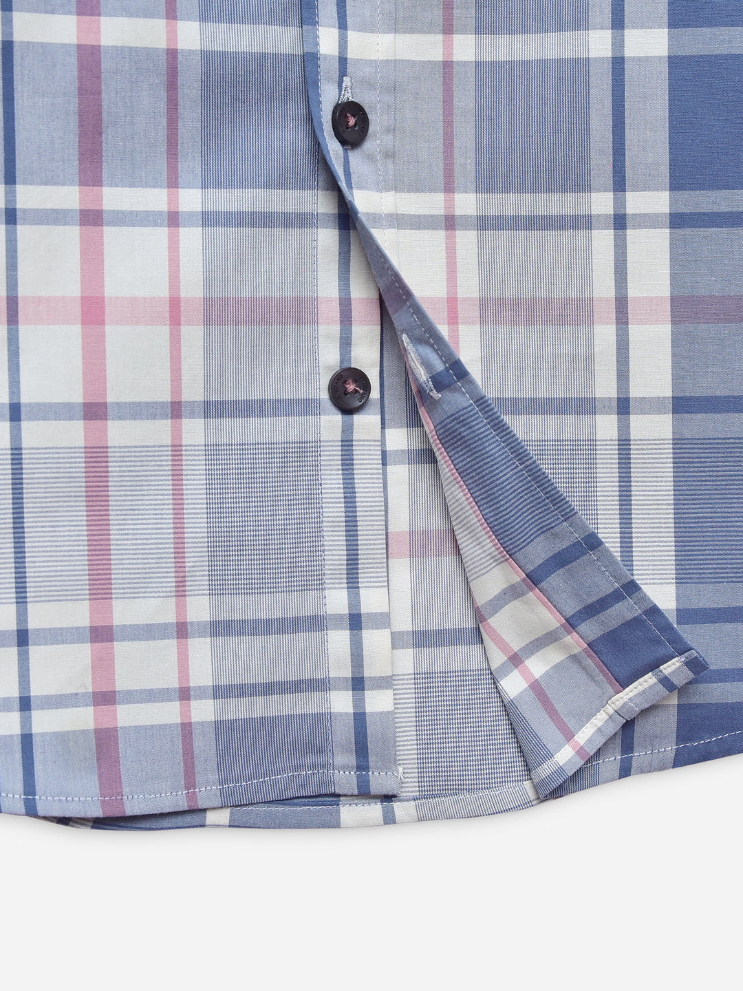 Beige & Blue Large Checkered Casual Shirt