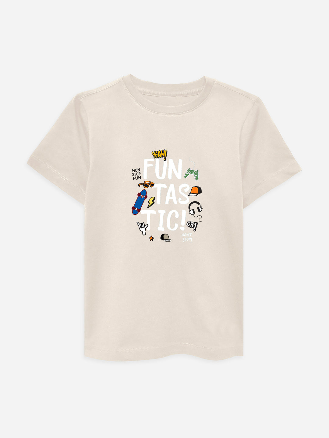 Beige 'Funtastic' Printed T-Shirt