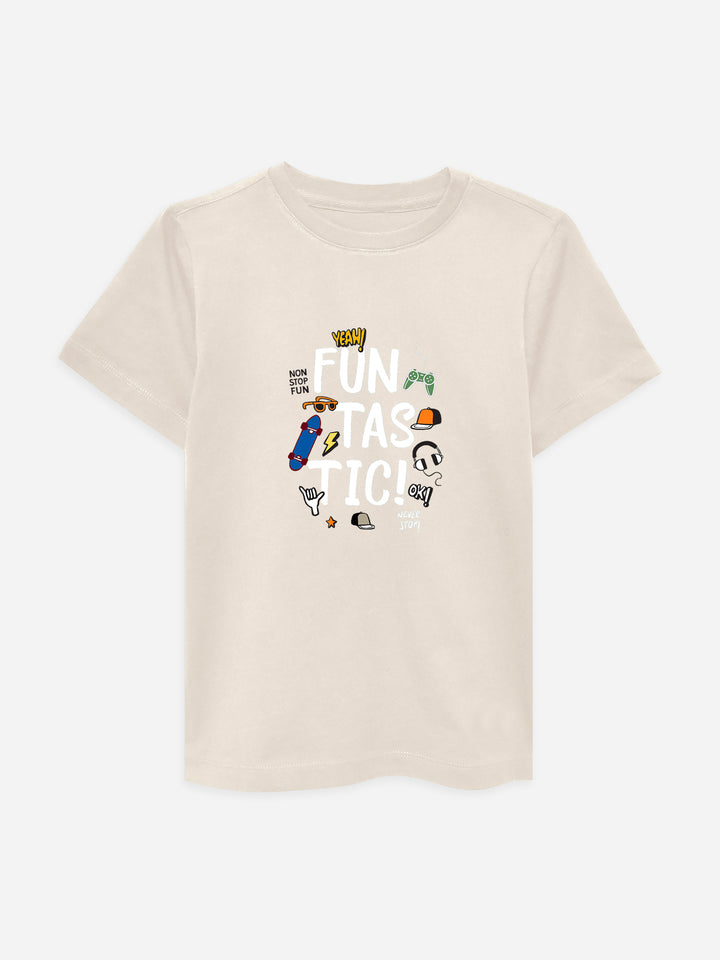 Beige 'Funtastic' Printed T-Shirt