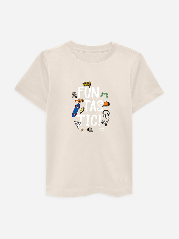 Beige 'Funtastic' Printed T-Shirt
