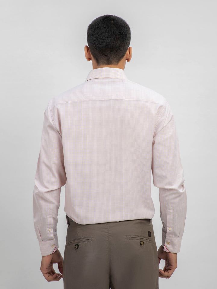Beige & Pink Checkered Shirt With Inner Collar Detailing Brumano Pakistan