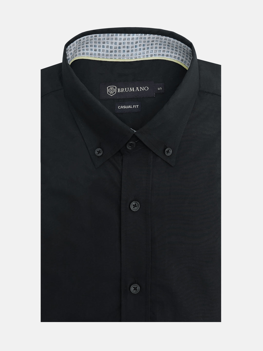 Men's black button down shirt with yellow ribbon detail 