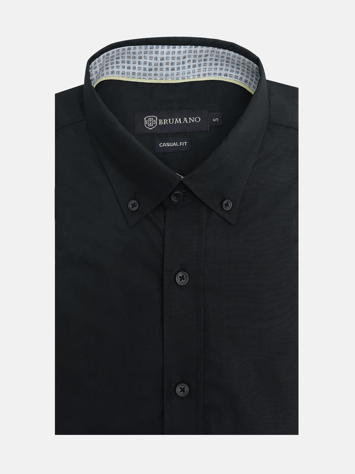 Men's black button down shirt with yellow ribbon detail 