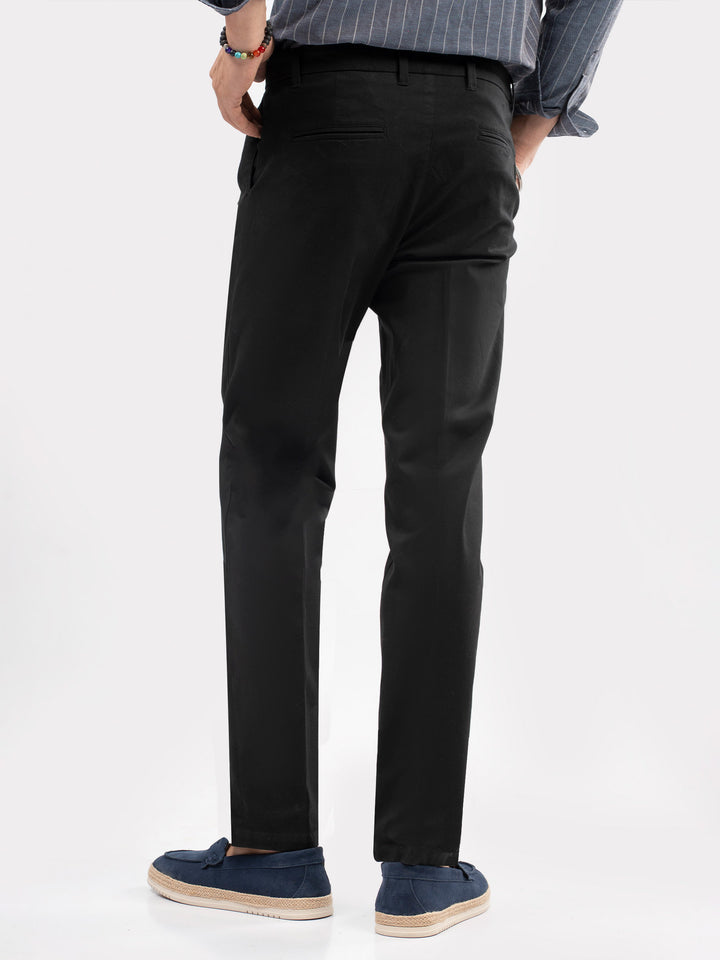 Black Chino With Front Pleats