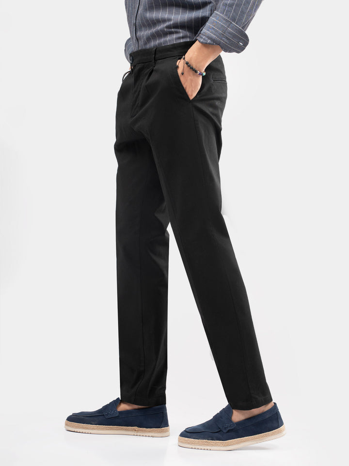 Black Chino With Front Pleats