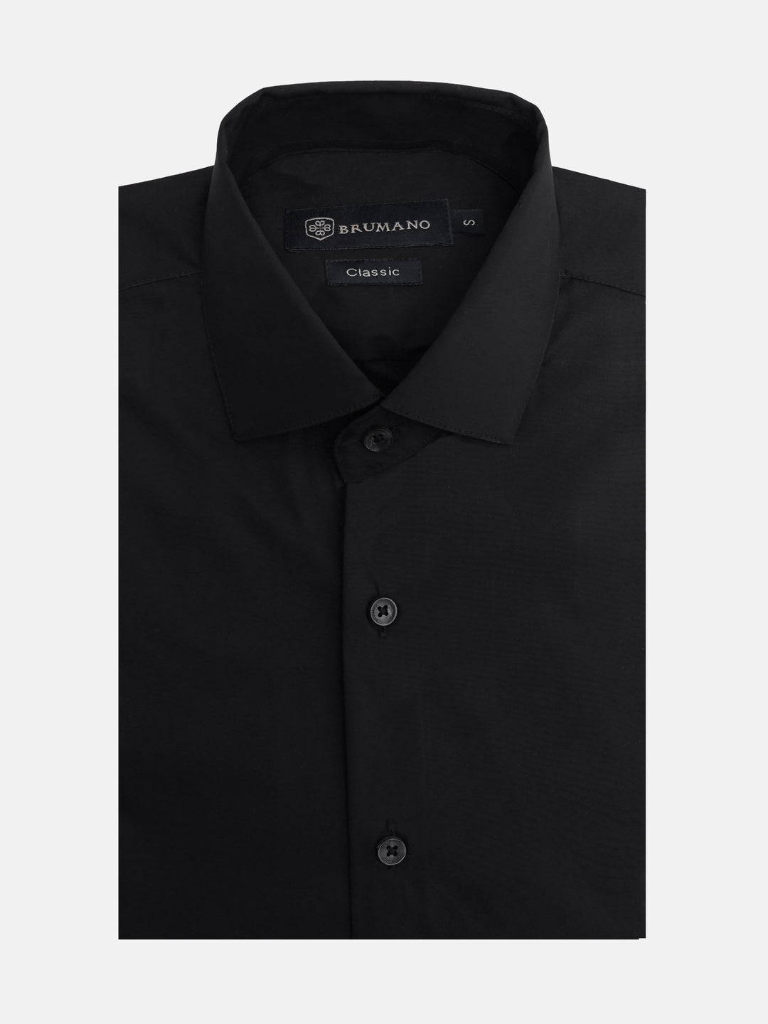Men's black satin shirt front view