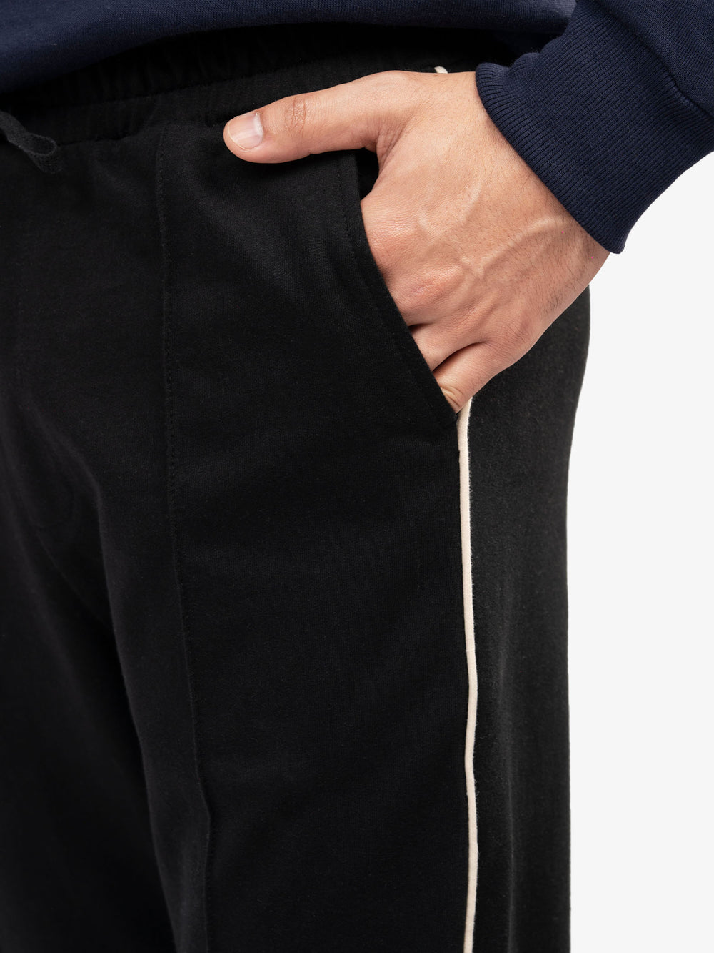 Close up of black cotton pajama fabric texture