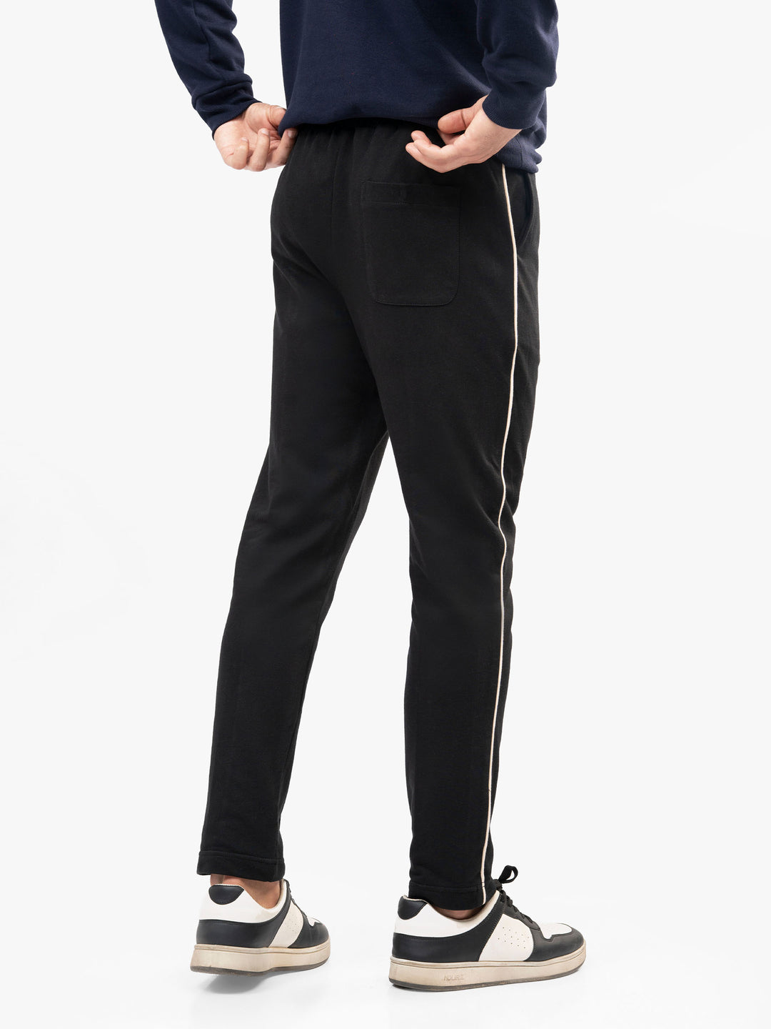 Back view of men's black knitted sleepwear