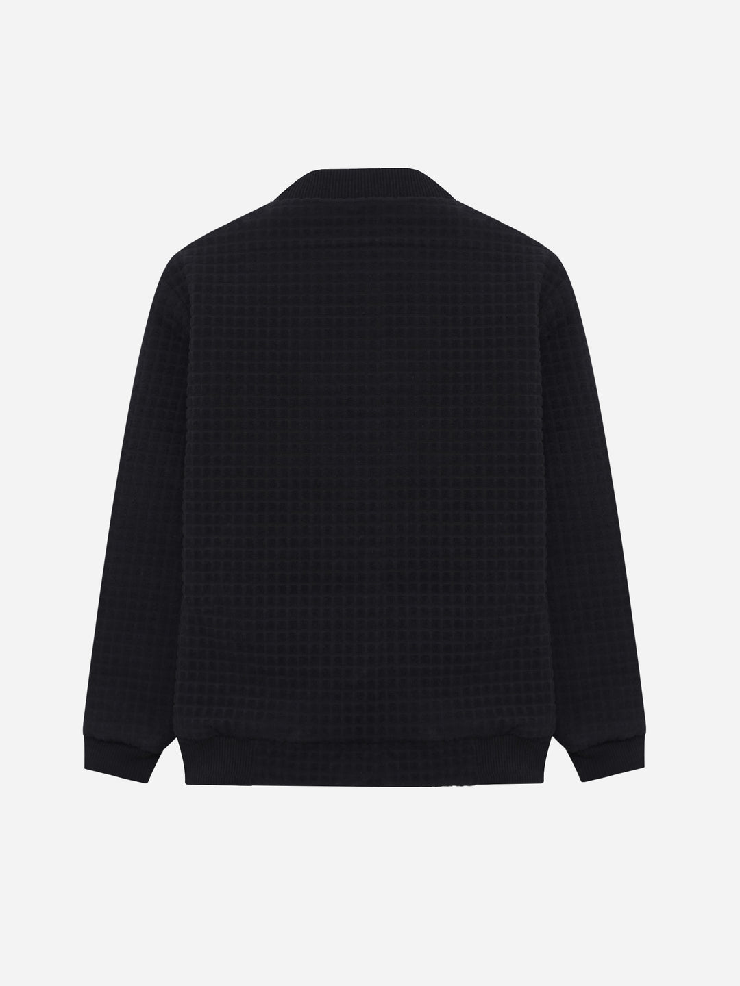 Black Velour Textured Quilted Bomber Jacket - Junior