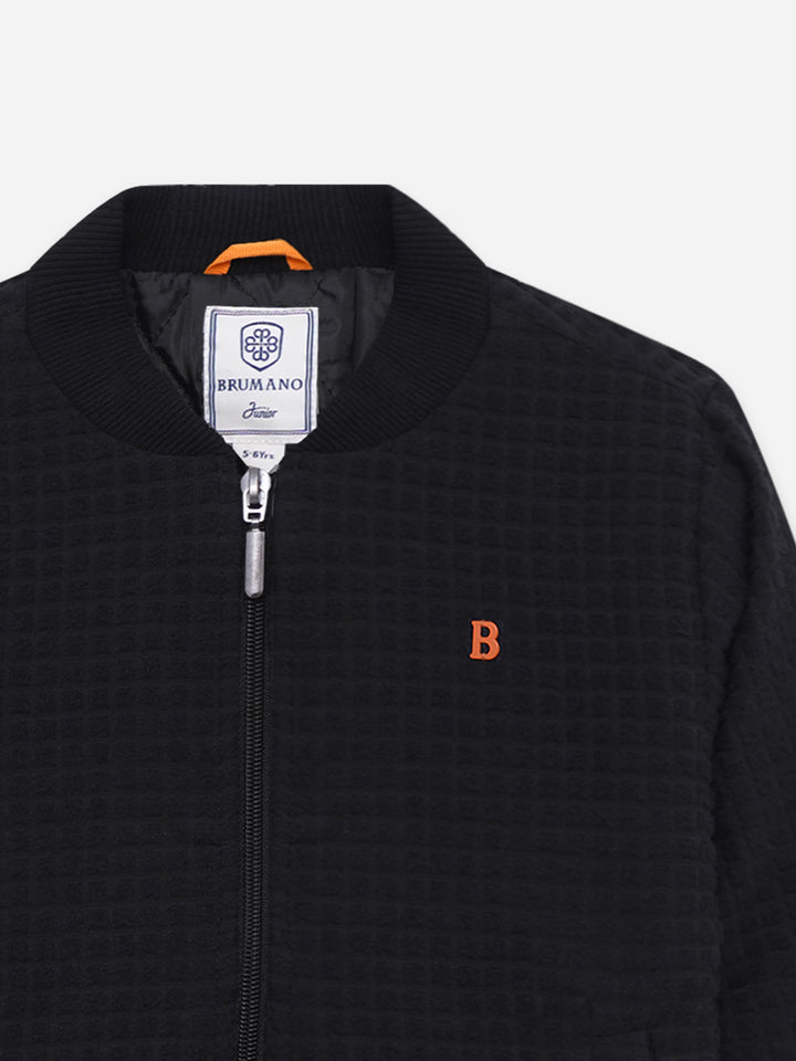  Black velour textured jacket for boys