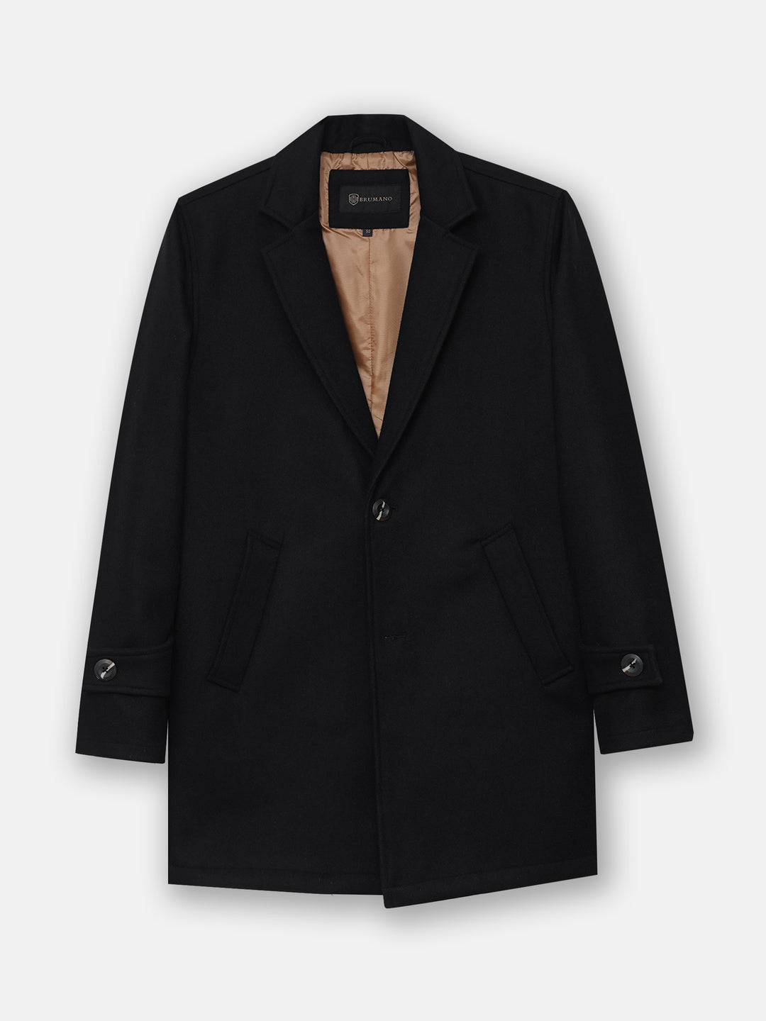 Black Wool Blended Over Coat