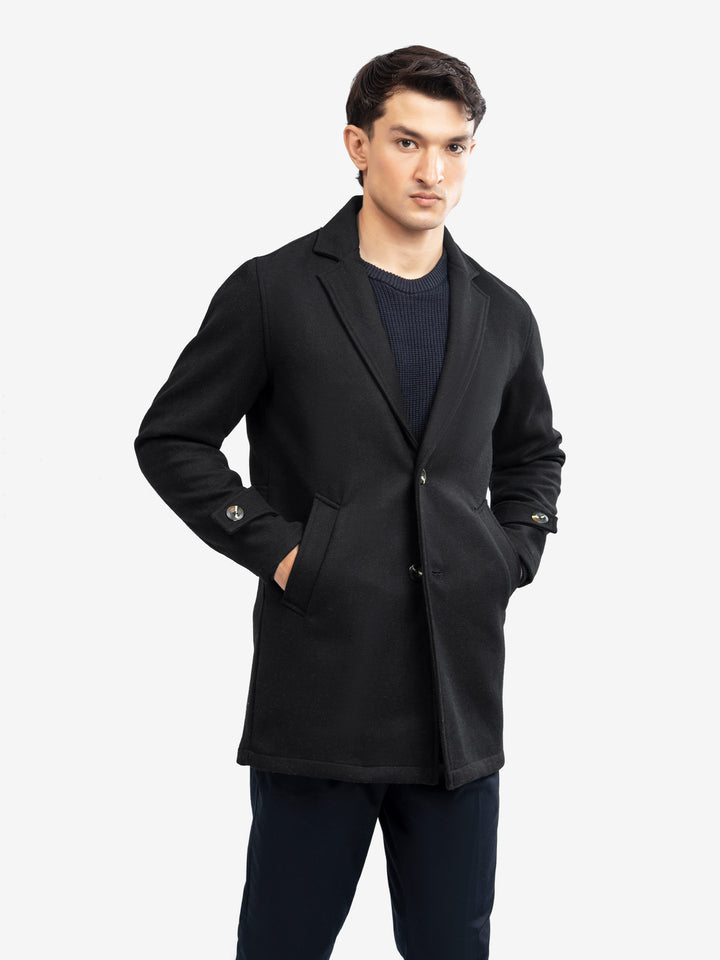 Men's black long coat