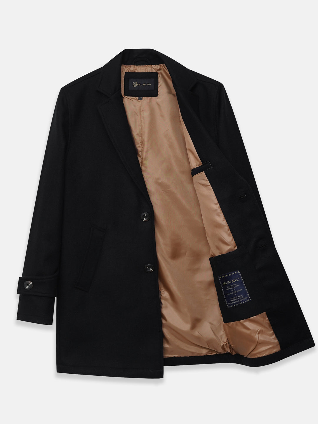 Black Wool Blended Over Coat