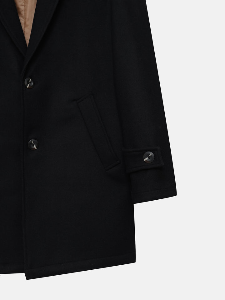Black Wool Blended Over Coat