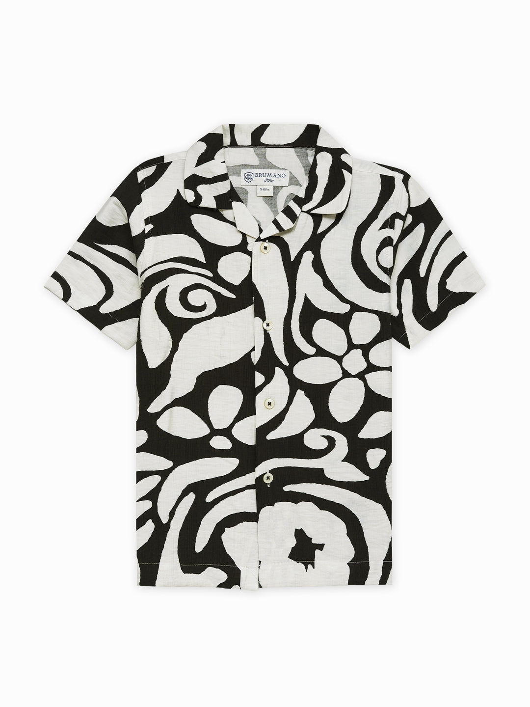Black beige abstract printed cuban collar shirt junior brumano pakistan