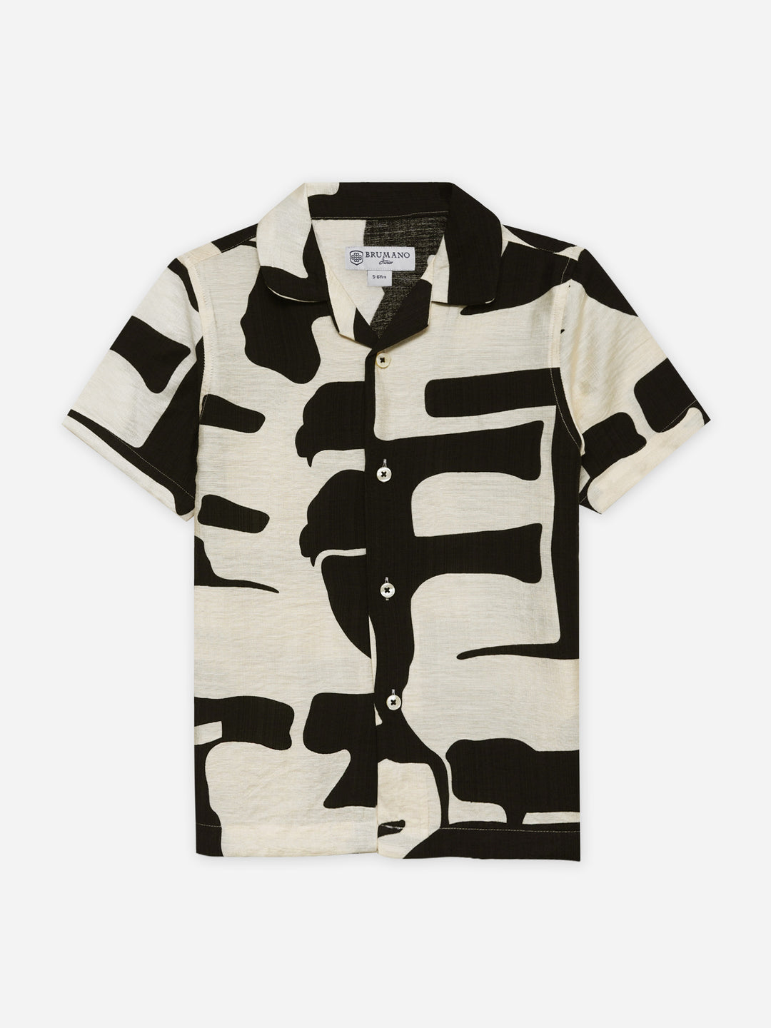 Black & Beige Bold Printed Cuban Collar Shirt - Junior