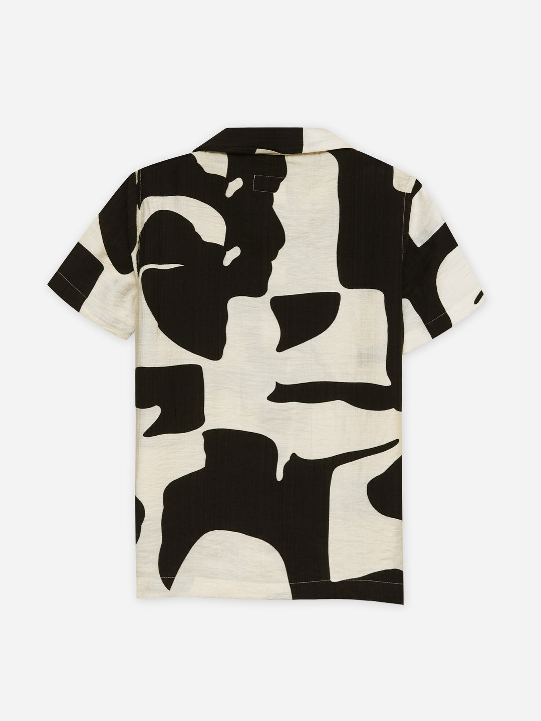 Black & Beige Bold Printed Cuban Collar Shirt - Junior
