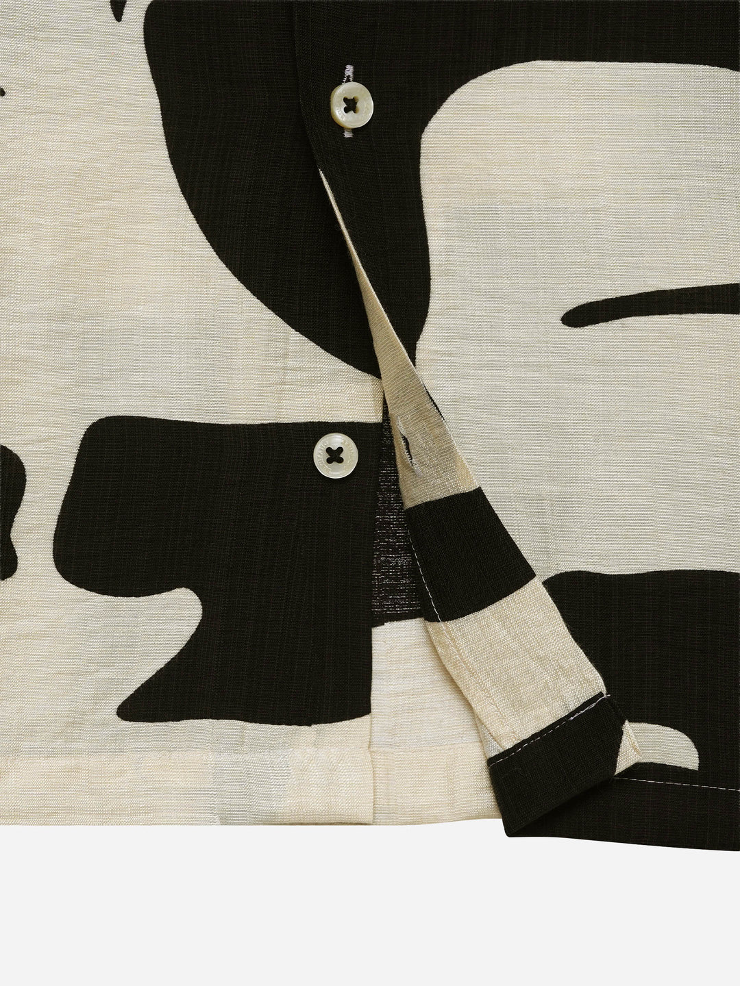 Black & Beige Bold Printed Cuban Collar Shirt - Junior