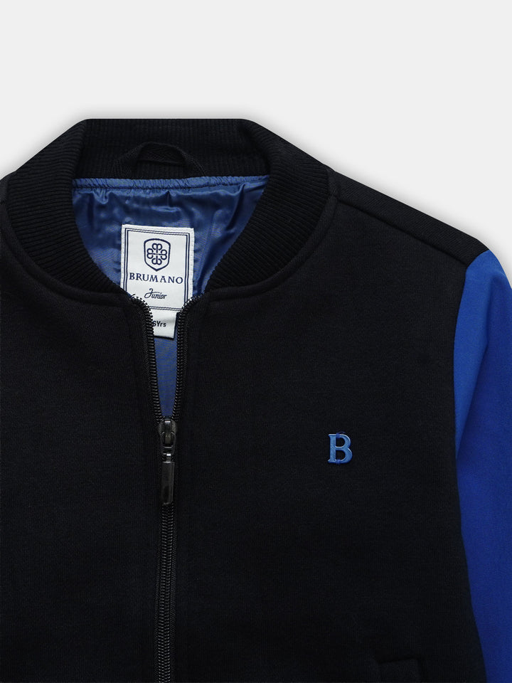 Black & Blue Casual Bomber Jacket - Junior