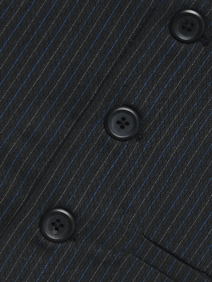 Black & Blue Structured Formal Vest With Bow - Junior