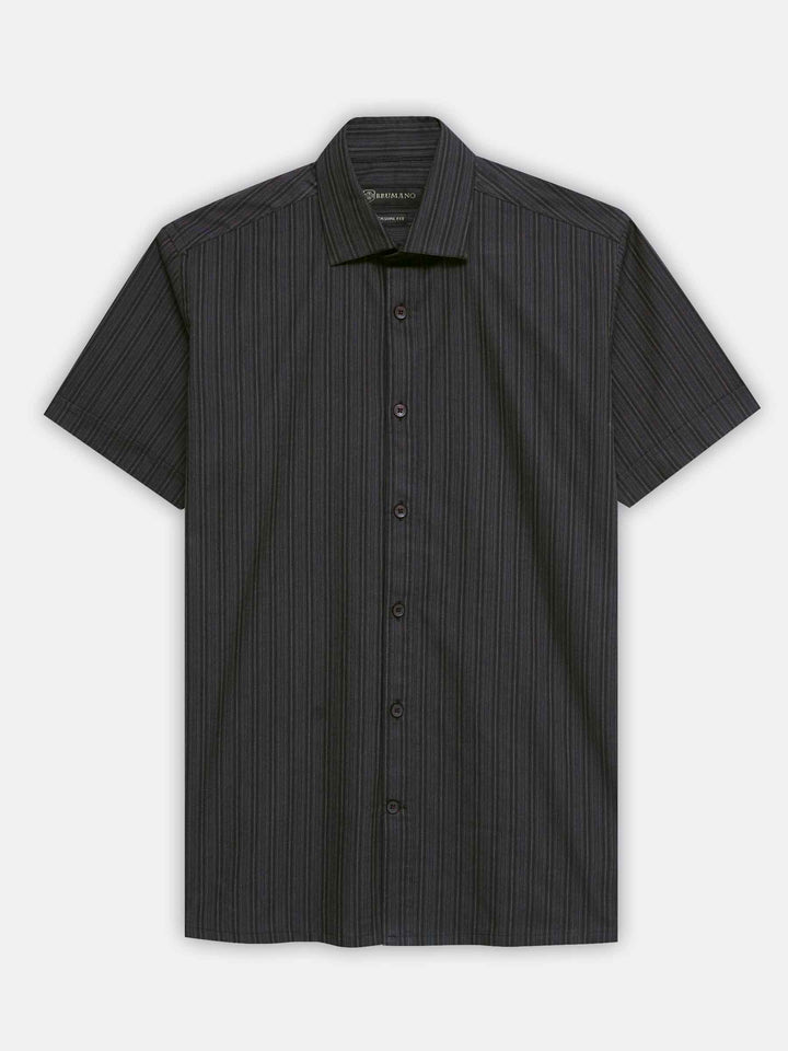 Black & Brown Striped Half Sleeve Shirt