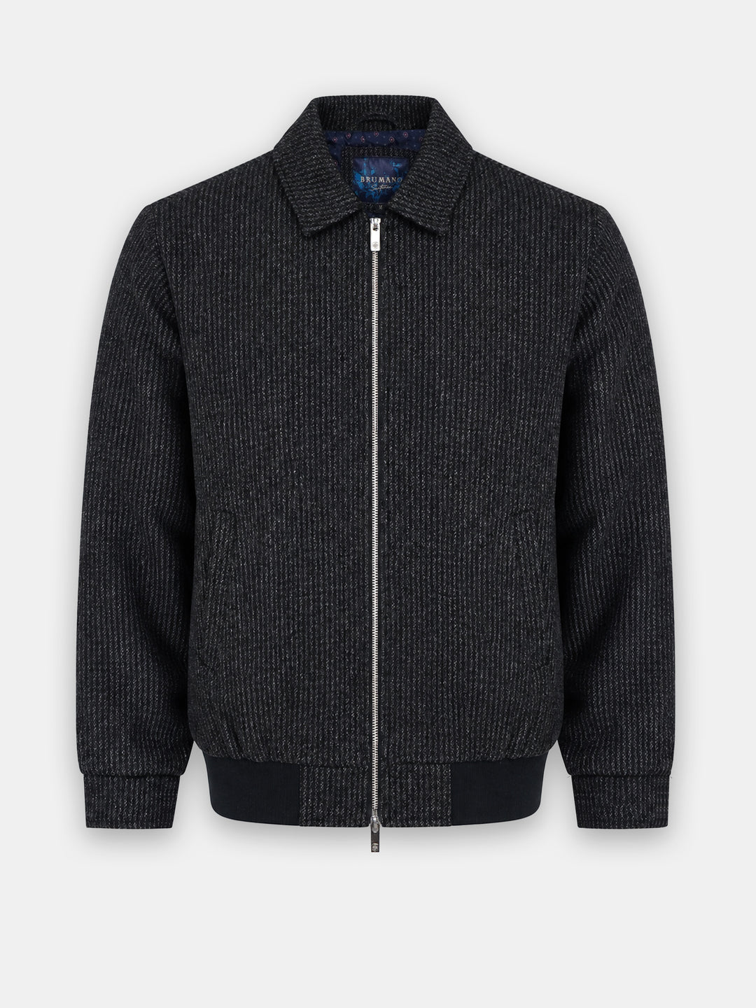 Black & Brown Structured Striped Wool & Cashmere Blended Jacket - Sartoria