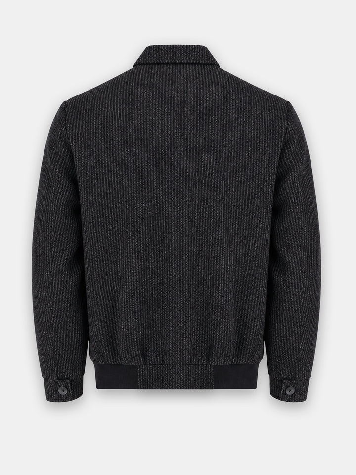 Black & Brown Structured Striped Wool & Cashmere Blended Jacket - Sartoria