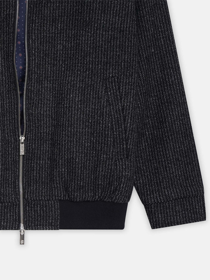Black & Brown Structured Striped Wool & Cashmere Blended Jacket - Sartoria