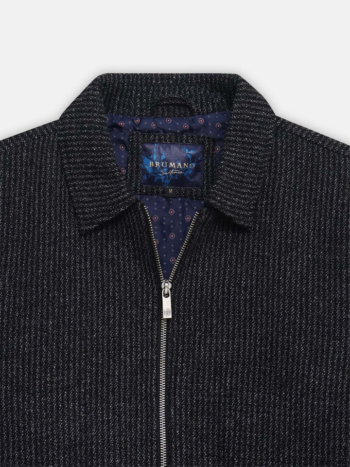 Black & Brown Structured Striped Wool & Cashmere Blended Jacket - Sartoria
