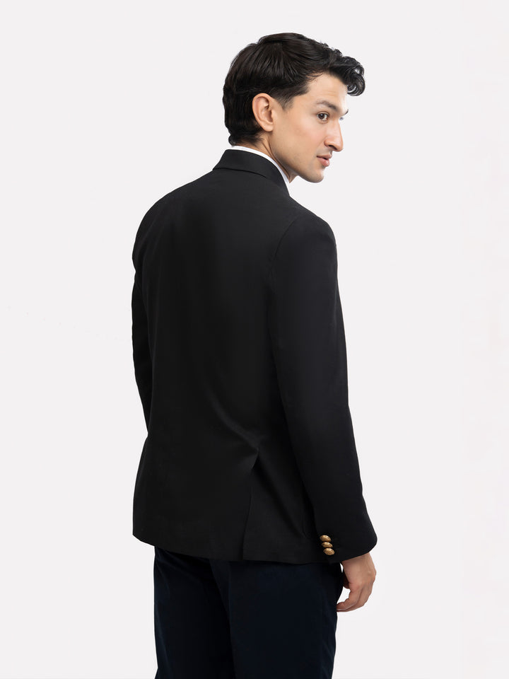 Men's formal evening jacket in black back view