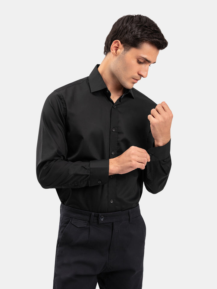 Black Formal Shirt With Detailing - Luxe