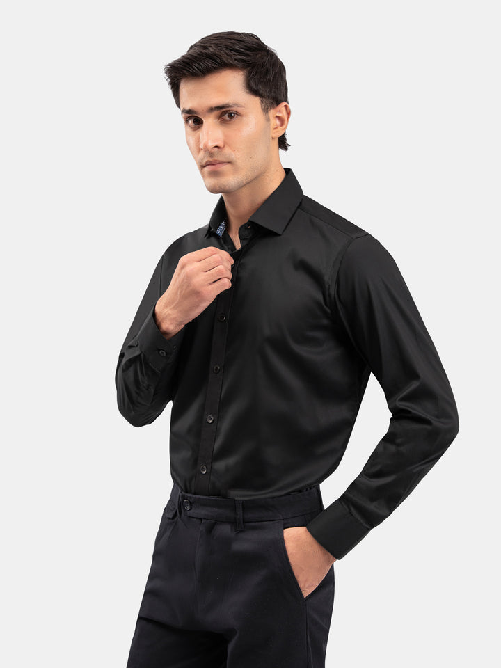Black Formal Shirt With Detailing - Luxe