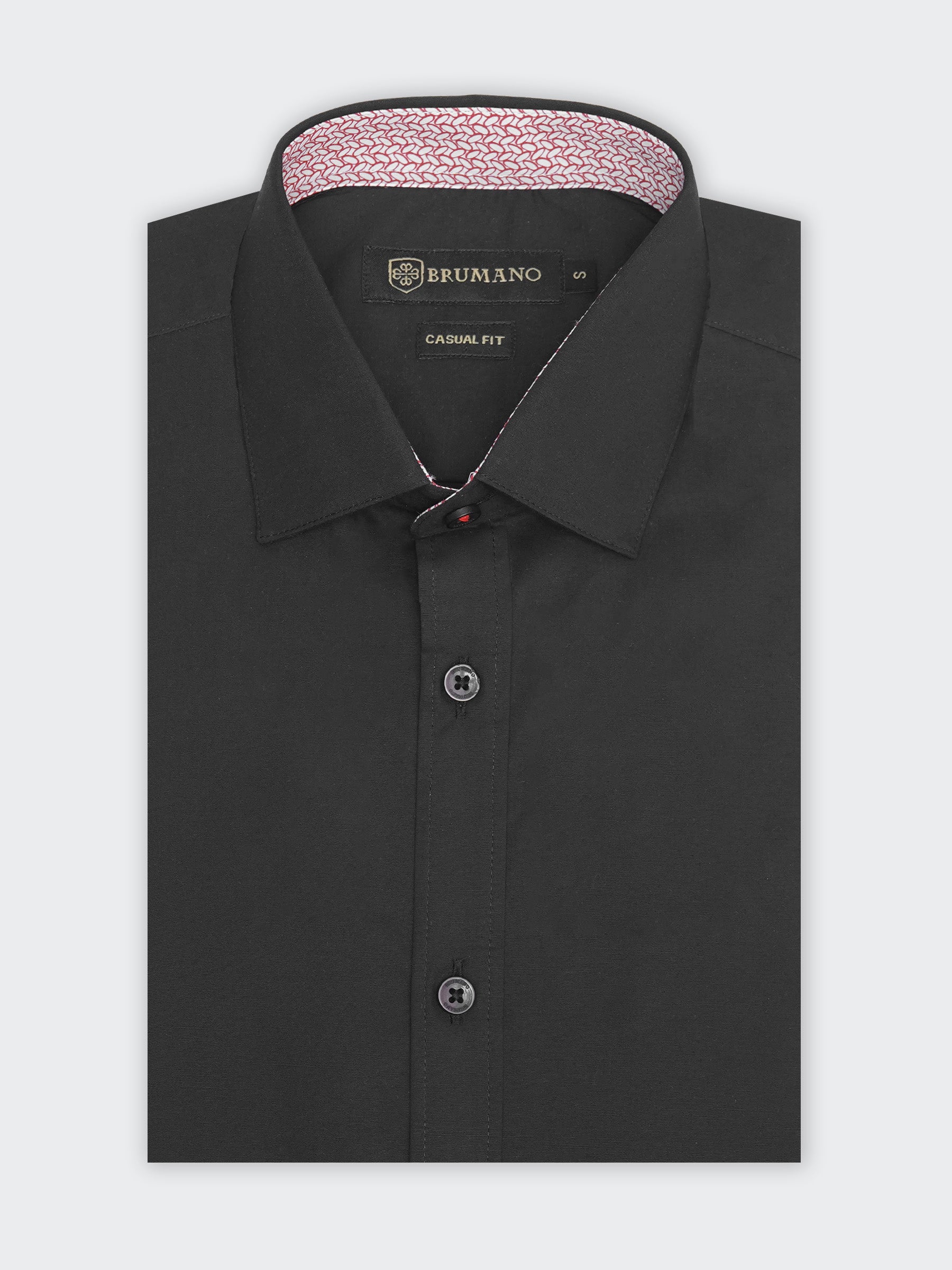 Black Formal Shirt With Inner Collar Detailing | Brumano Pakistan