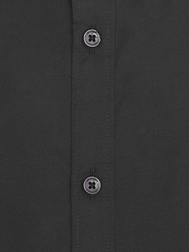 Black Formal Shirt With Inner Collar Detailing