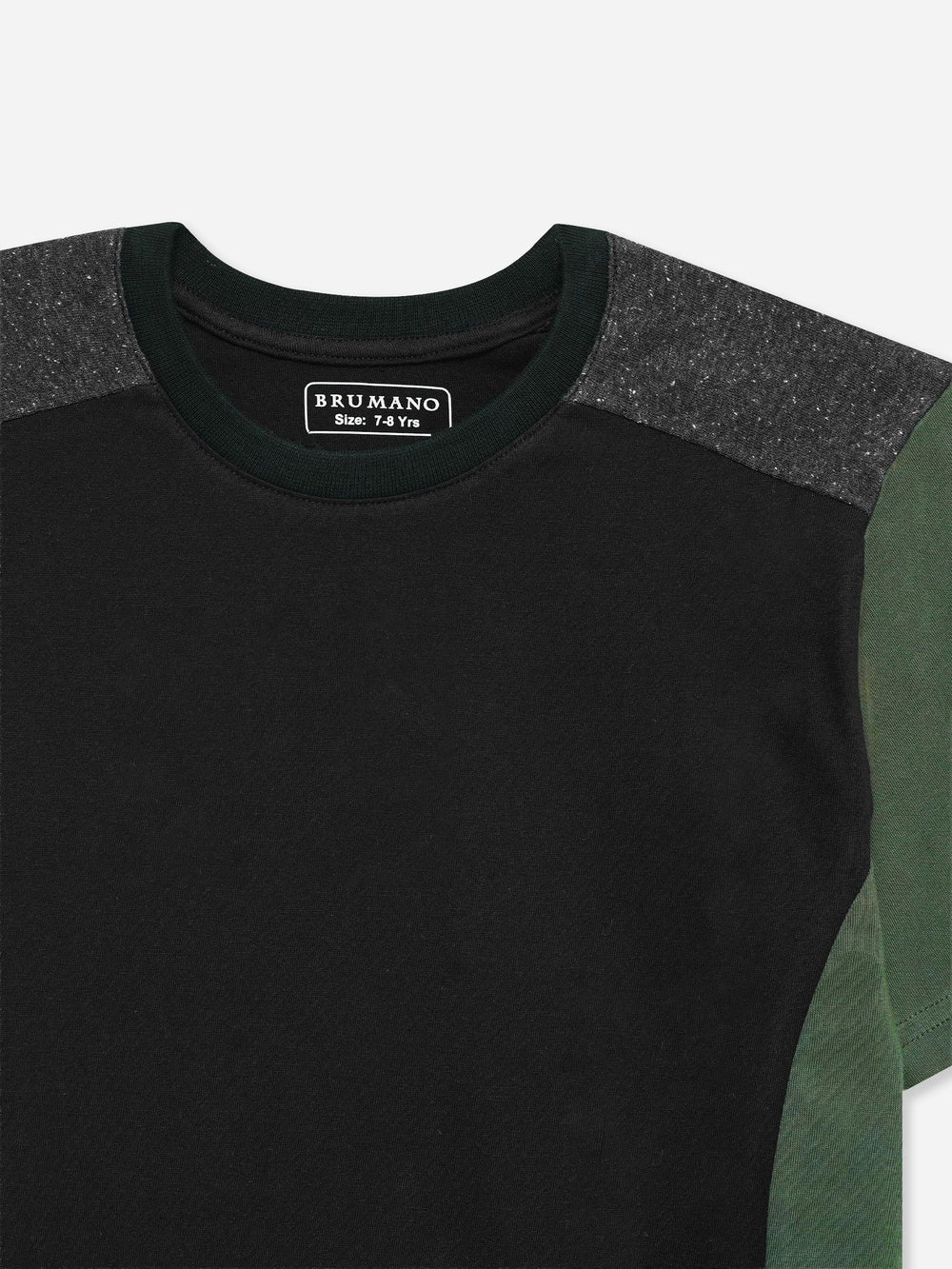 Black & Green T-shirt With Contrasting Rib - Junior
