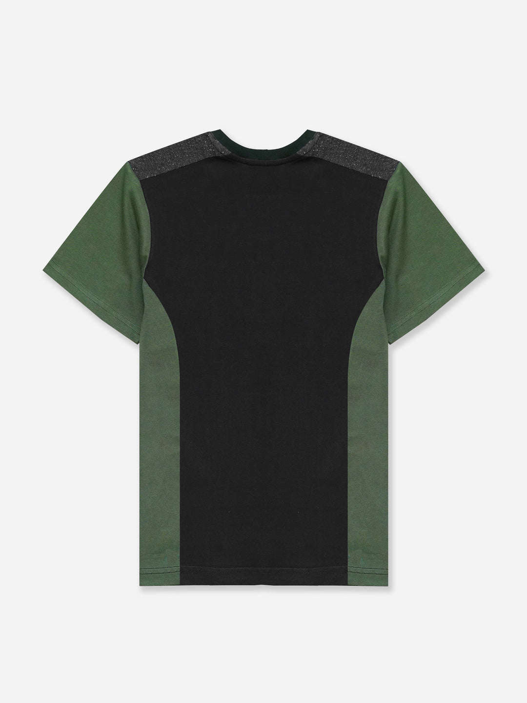 Black & Green T-shirt With Contrasting Rib - Junior