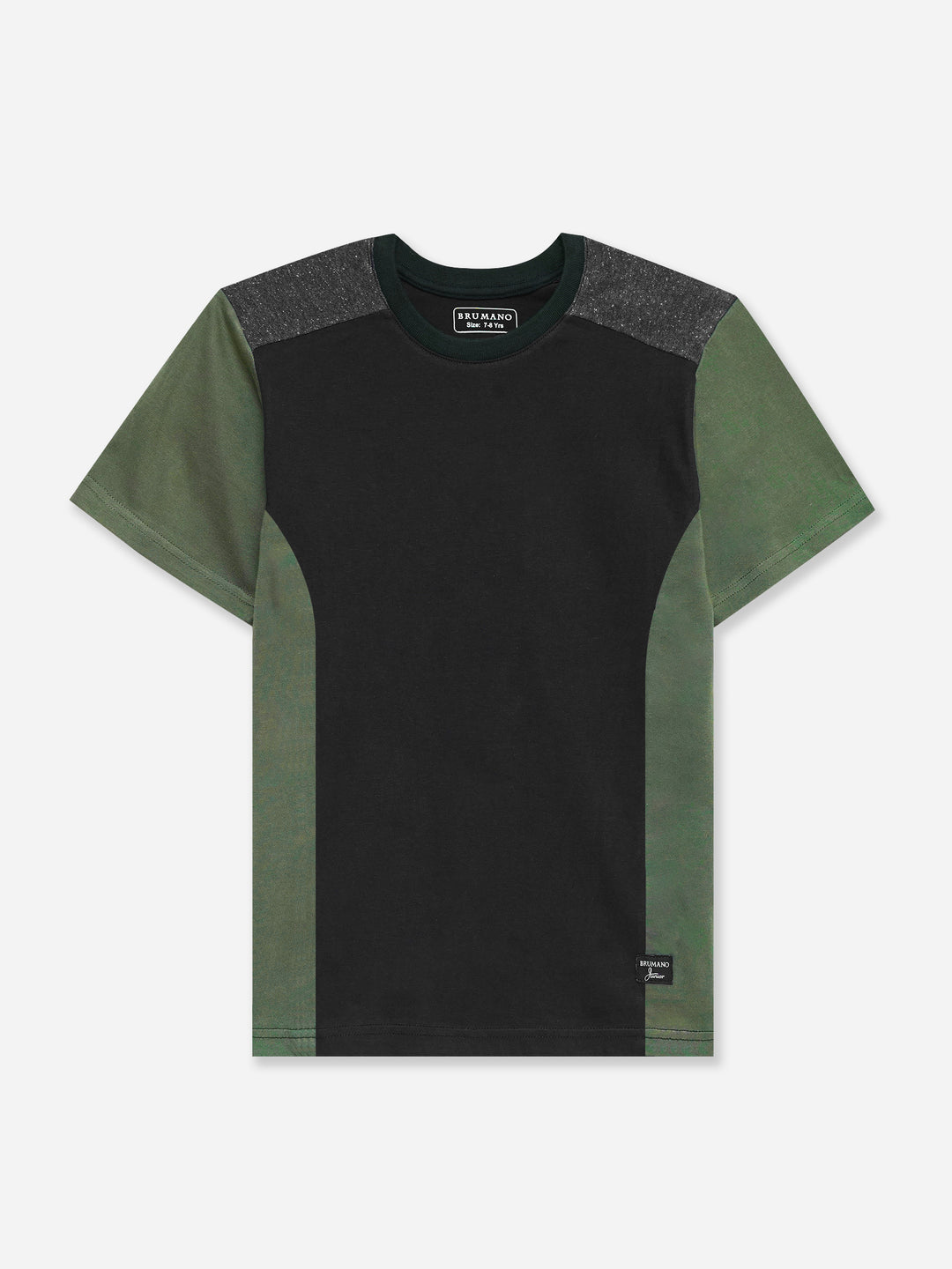Black & Green T-shirt With Contrasting Rib - Junior