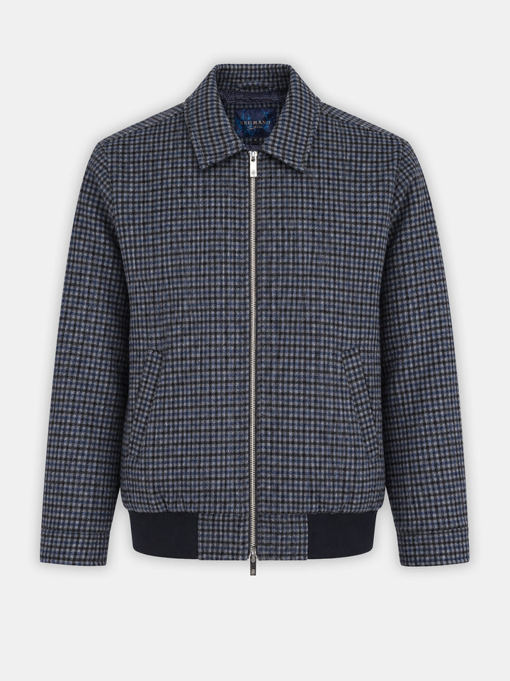 Black & Grey Gingham Checkered Wool & Cashmere Blended Jacket - Sartoria