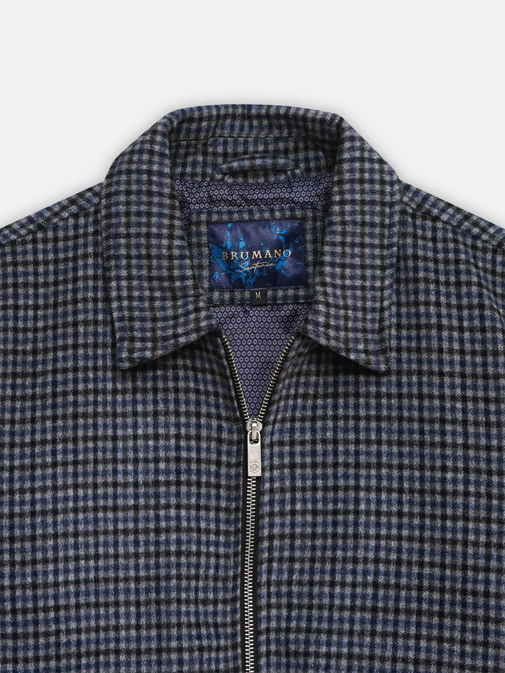 Black & Grey Gingham Checkered Wool & Cashmere Blended Jacket - Sartoria