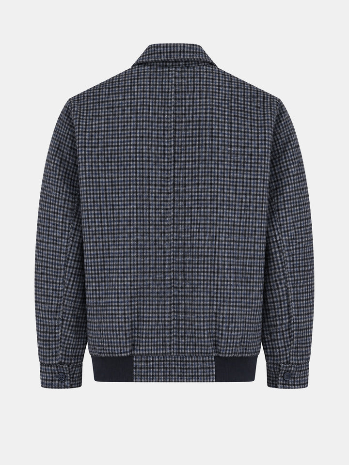 Black & Grey Gingham Checkered Wool & Cashmere Blended Jacket - Sartoria