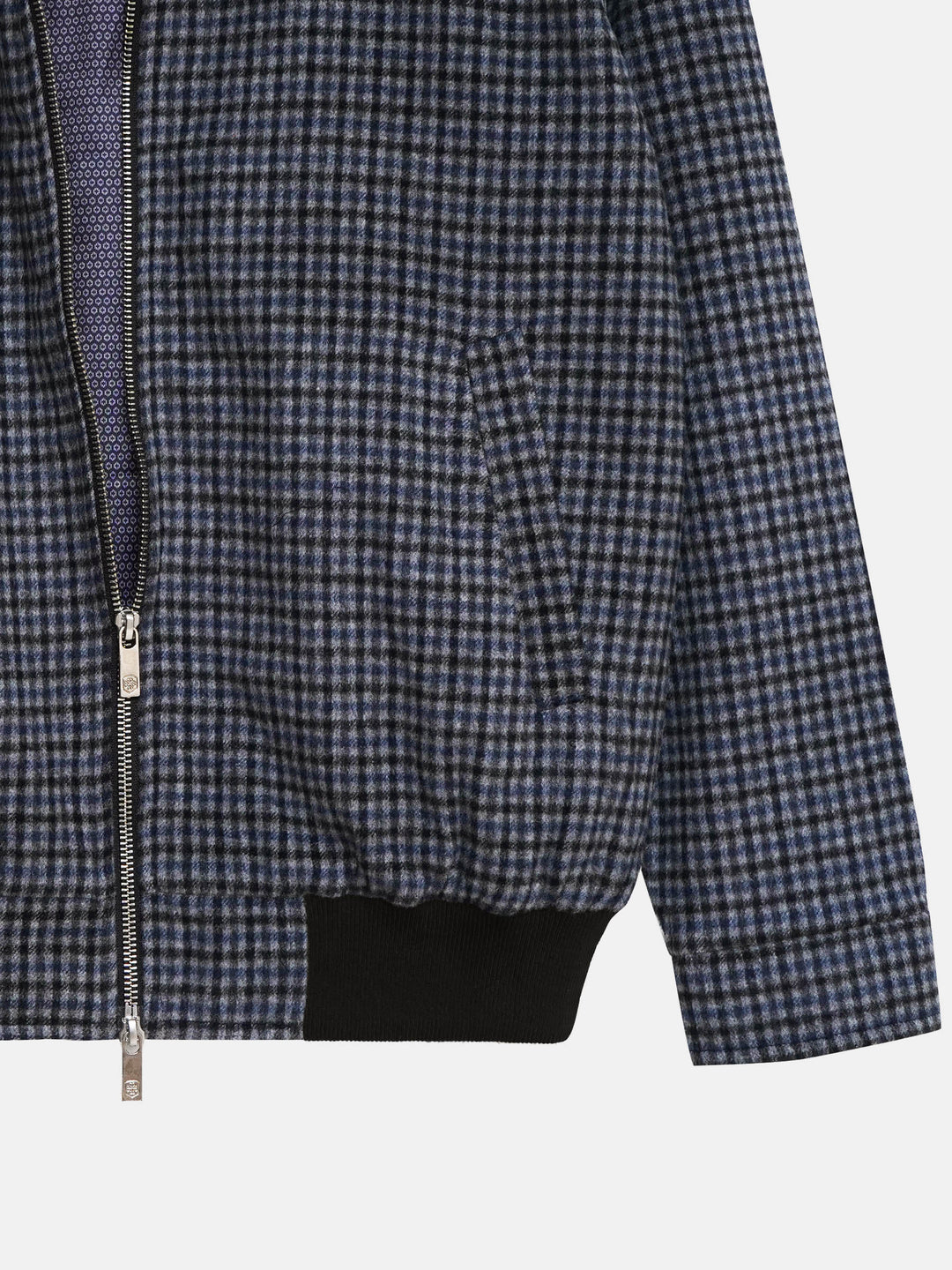 Black & Grey Gingham Checkered Wool & Cashmere Blended Jacket - Sartoria