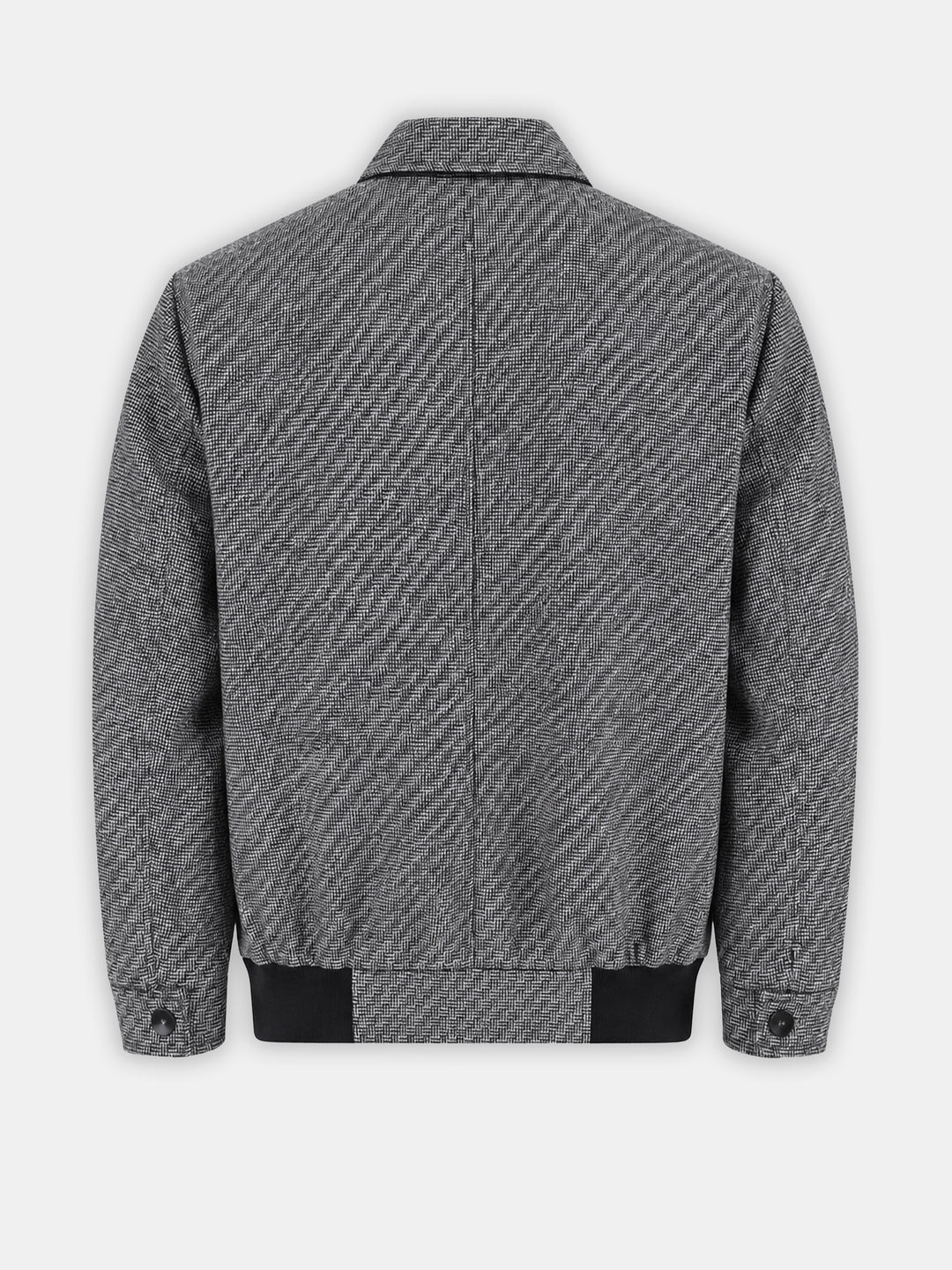 Black & Grey Patterned Wool & Cashmere Blended Jacket - Sartoria