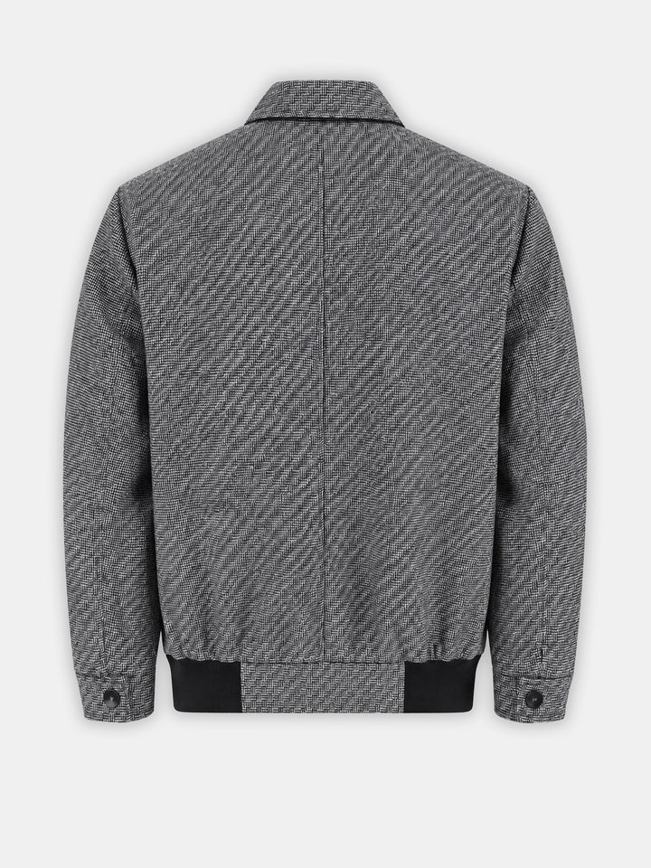 Black & Grey Patterned Wool & Cashmere Blended Jacket - Sartoria