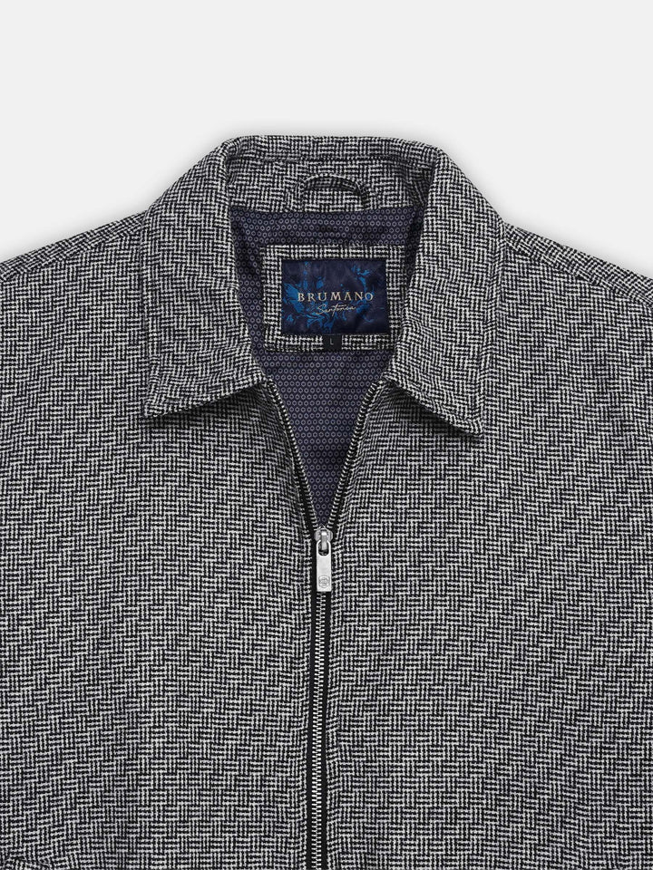 Black & Grey Patterned Wool & Cashmere Blended Jacket - Sartoria
